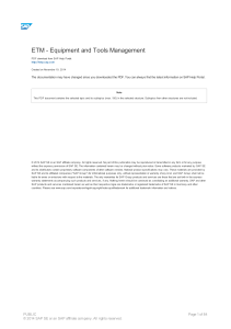 SAP ETM: Equipment and Tools Management Guide