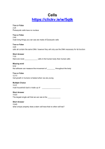 Cells - Clickview Worksheet
