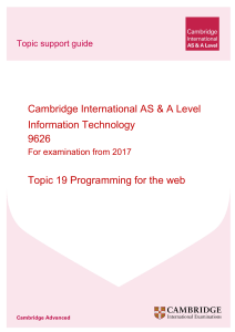 Cambridge IT: Programming for the Web - Topic Support