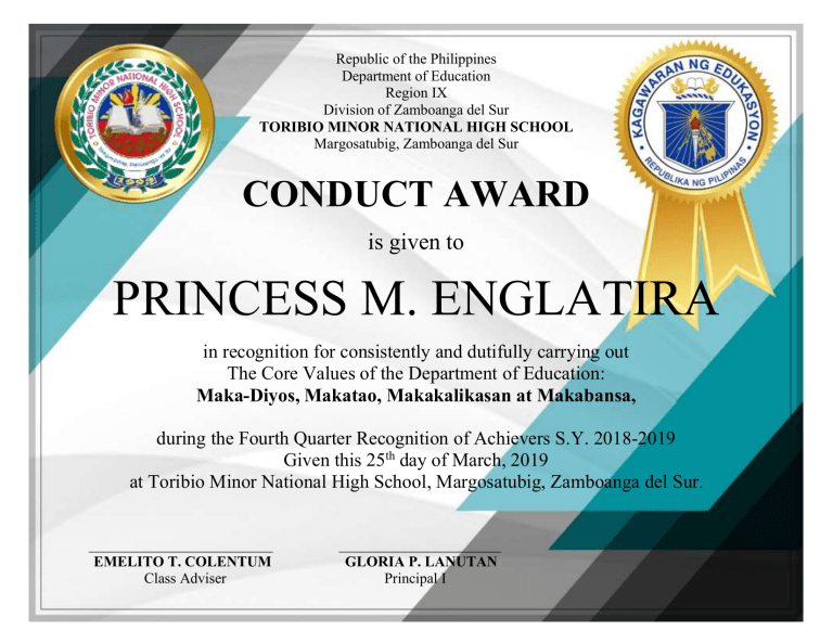 CONDUCT AWARD CERT