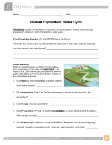 Water Cycle Gizmos Explore Student Sheet
