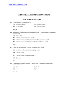 ELECTRICAL100 IMPORTANT EXPECTED MCQ PDF WITH SOLUTION WWW.ALLEXAMREVIEW.COM