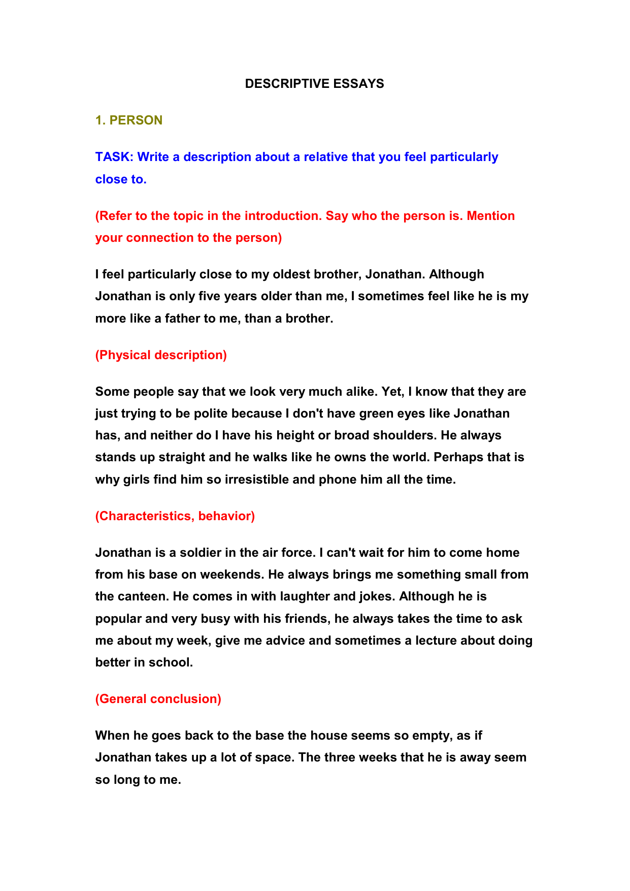 introduction of descriptive essay examples