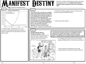 Manifest Destiny Worksheets and Map