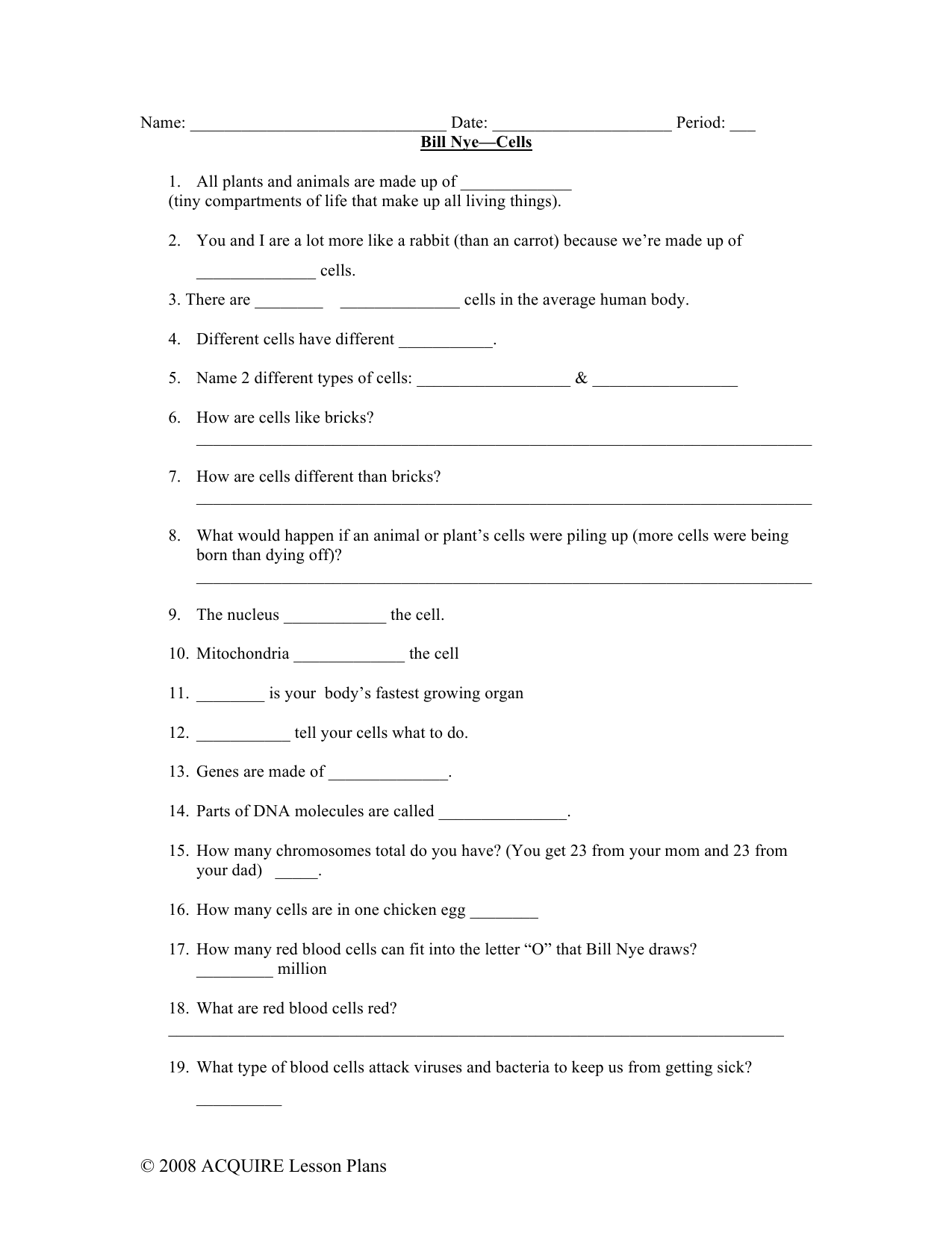 Bill Nye Worksheets Bill Nye Movie Worksheet Free Pdf Inside Bill Nye Respiration Worksheet