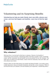 Volunteering and its Surprising Benefits