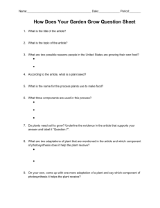 How Does Your Garden Grow Question Sheet