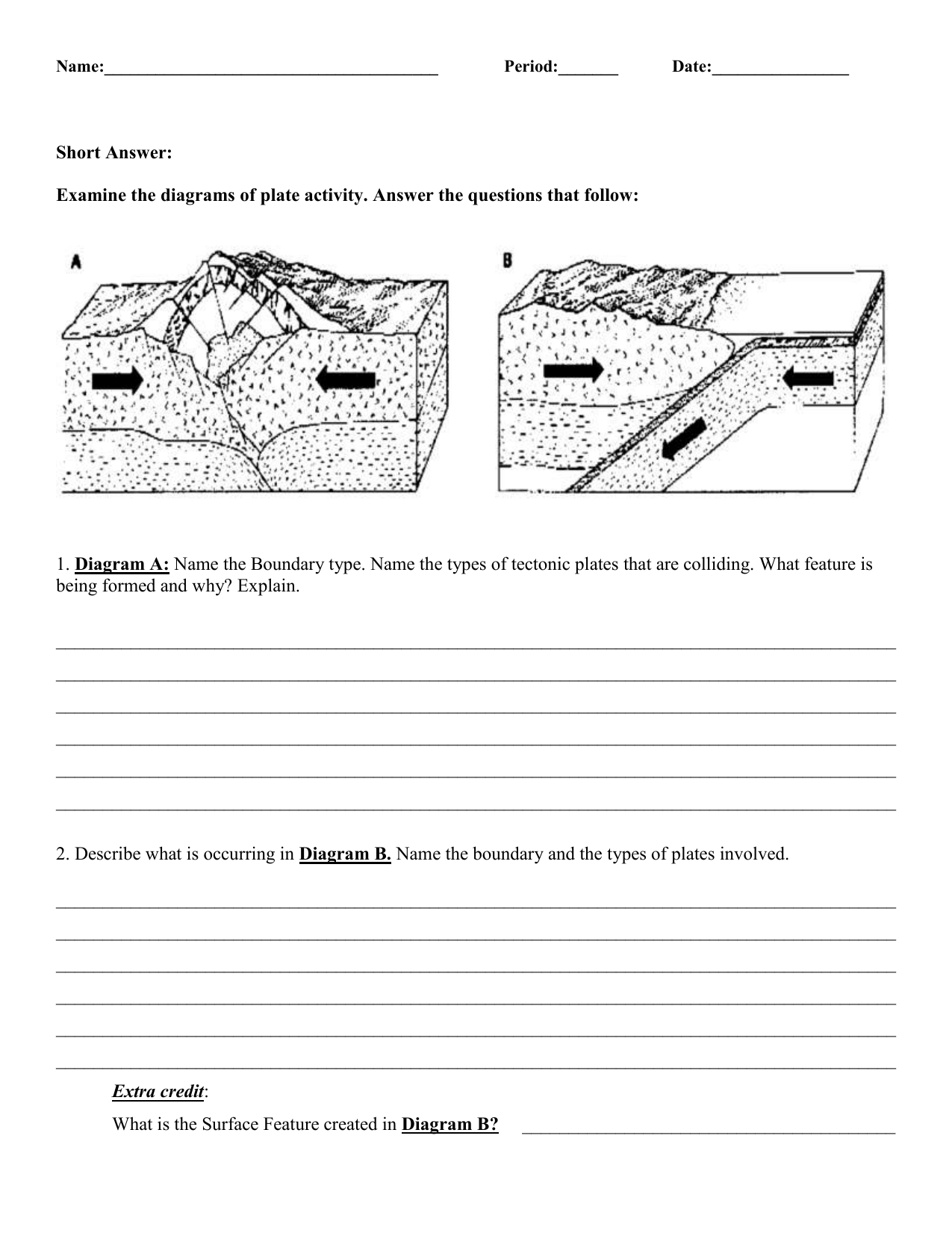 tectonic plate map worksheet