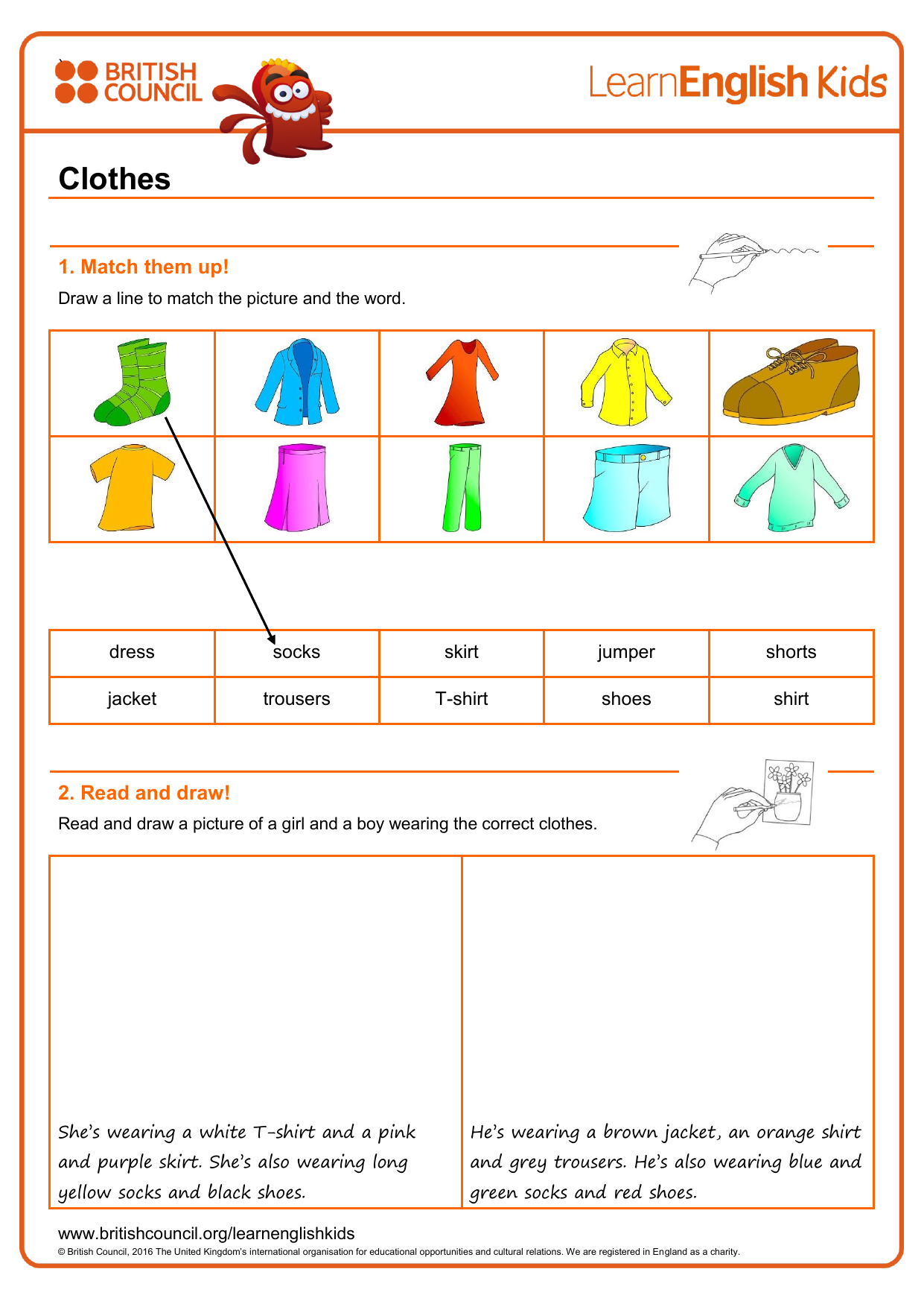 Worksheets Clothes