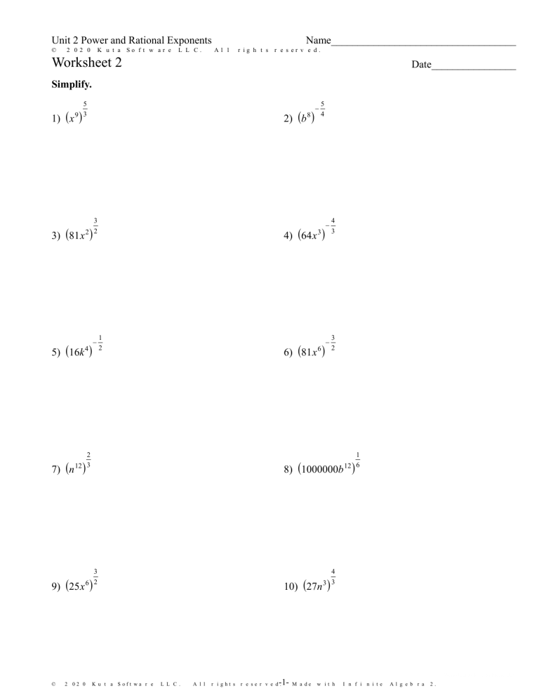 kuta software algebra 1 exponential functions