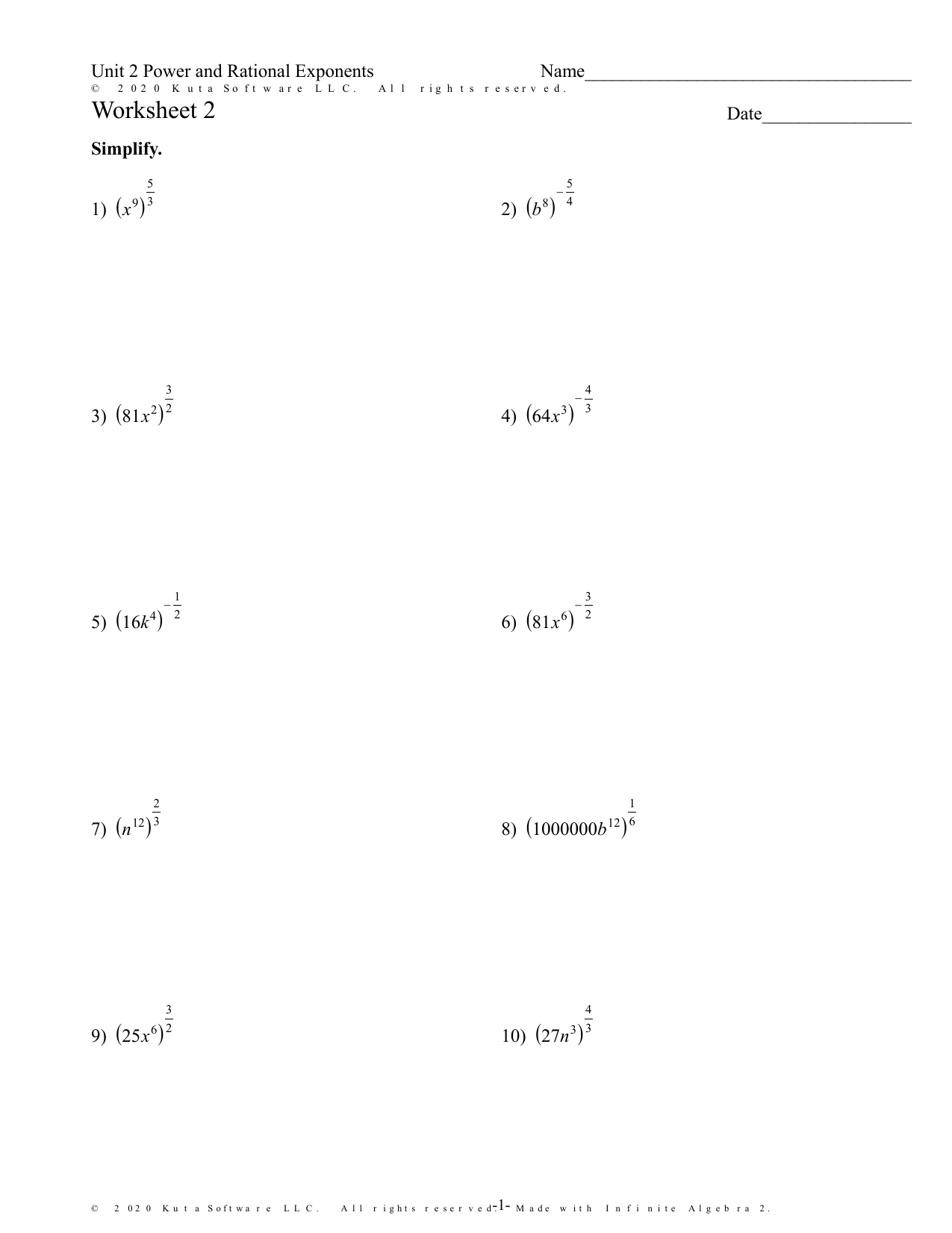 Worksheet powers and rational exponents Inside Rational Exponents And Radicals Worksheet