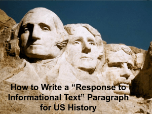 How to Write a “Response to Informational Text” Paragraph for US History