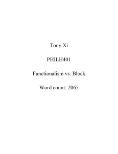 Functionalism vs. Block: A Philosophical Analysis