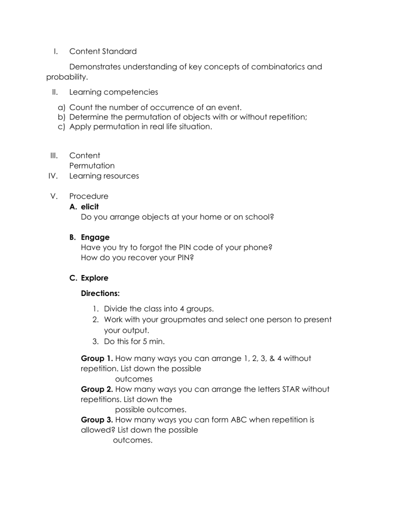 Sample Lesson Plan With 7es