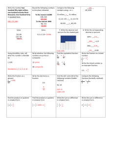1st Semester 6th grade math study key with answers