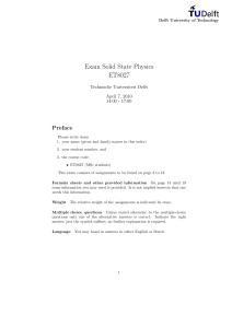 Exam Solid State Physics ET8027