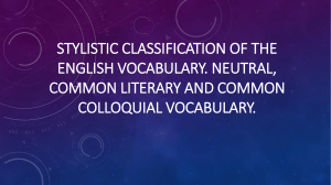 STYLISTIC CLASSIFICATION OF THE ENGLISH VOCABULARY