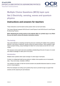 Electricity, waves and quantum MCQ OCR A and B