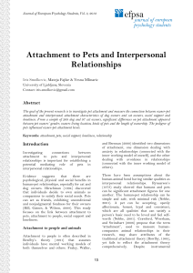 Attachment to Pets and Interpersonal Relationships