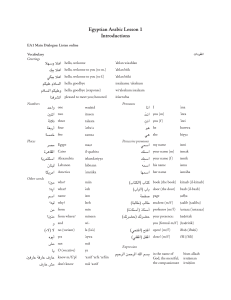 Egyptian Arabic Lesson 1 Voc