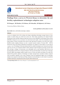 Findings from a survey in Western Kenya to determine the soil fertility replenishment technologies adoption rates|IJAAR-Vol-15-No-6-p-1-9