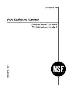 ANSI/NSF 51: Food Equipment Materials Standard