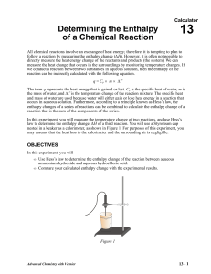 Determining the Enthalpy of chemical reaction