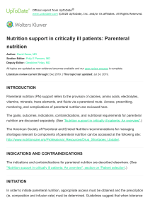 Nutrition support in critically ill patients: Parenteral nutrition - UpToDate