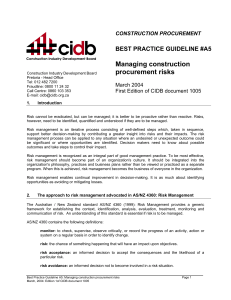 Best Practice Guideline-Managing construction procurement risks