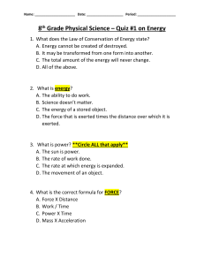 Quiz on Energy