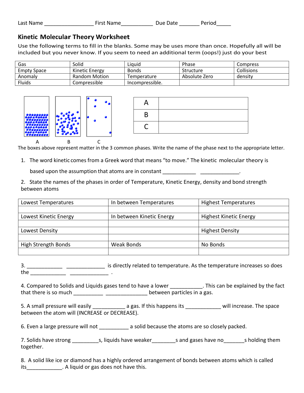 24-24 KMT Worksheet With Kinetic Molecular Theory Worksheet