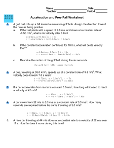 Acceleration and Free Fall Worksheet