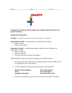 Gravitational acceleration (Phet lab with some modified questions)