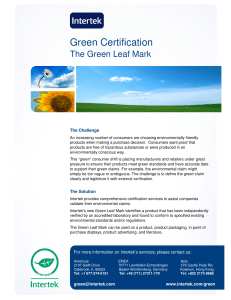 Intertek Green Certification Services Brochure