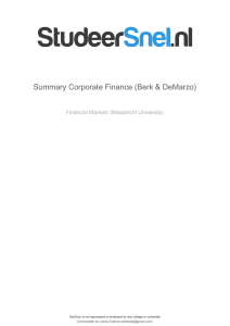 Corporate Finance & Financial Markets Summary