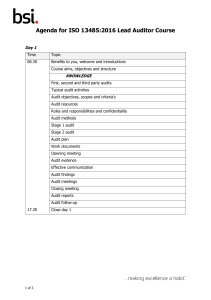 ISO 13485 Lead Auditor Course Agenda