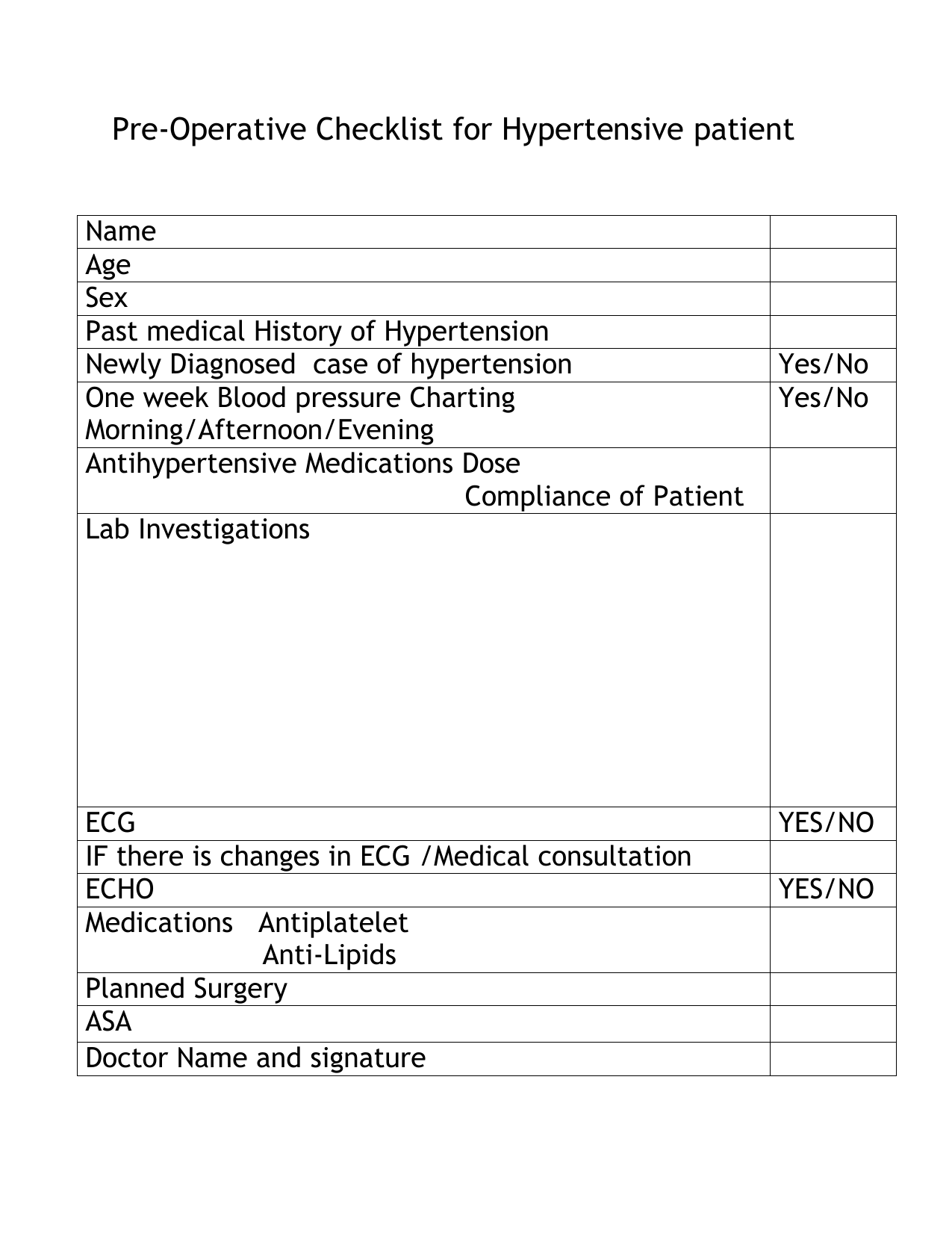 pre op assessment