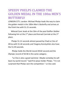 SPEEDY PHELPS CLAIMED THE GOLDEN MEDAL IN THE 100m MEN