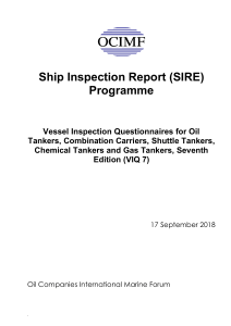 SIRE Vessel Inspection Questionnaire -VIQ 7
