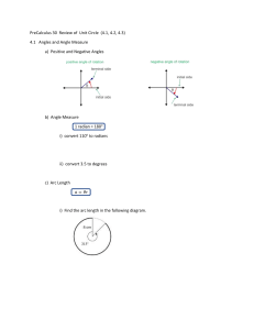 PreCalculus 30  Review of  Unit Circle