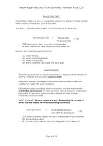Percentage Yield & Atom Economy Revision Pack