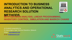 Introduction to Business Analytics and Operational Research Solution Methods - Statswork