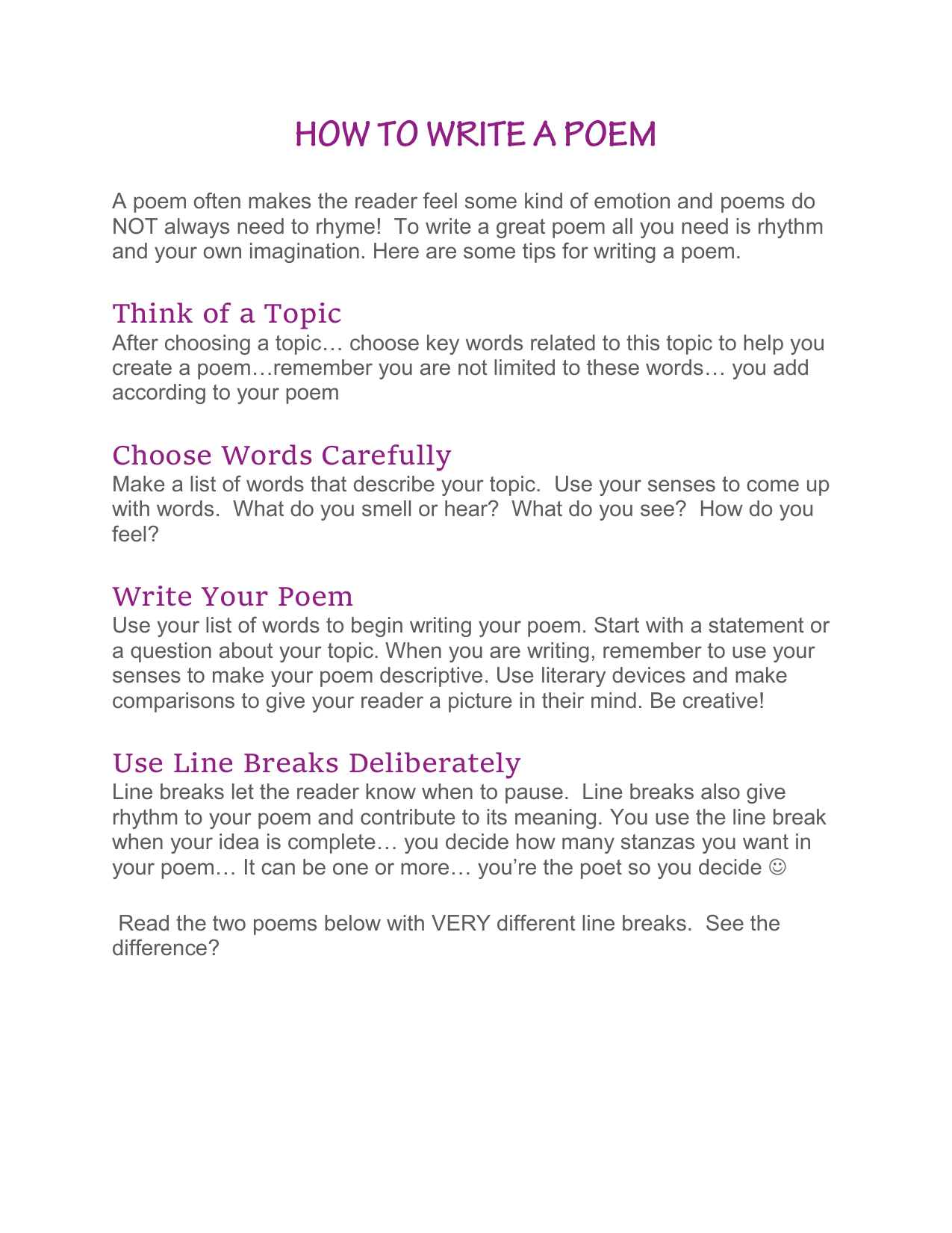 HOW TO WRITE A POEM