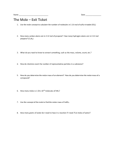 Exit Ticket:   the mole