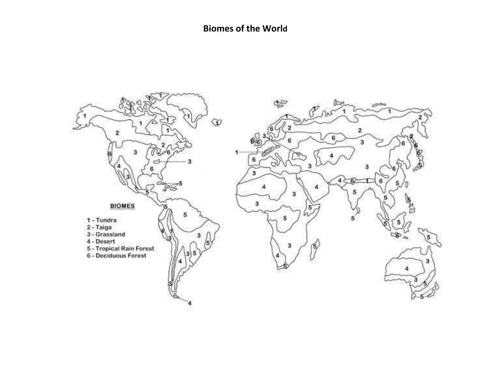 World Biome Map Coloring Worksheet - Educational Worksheet