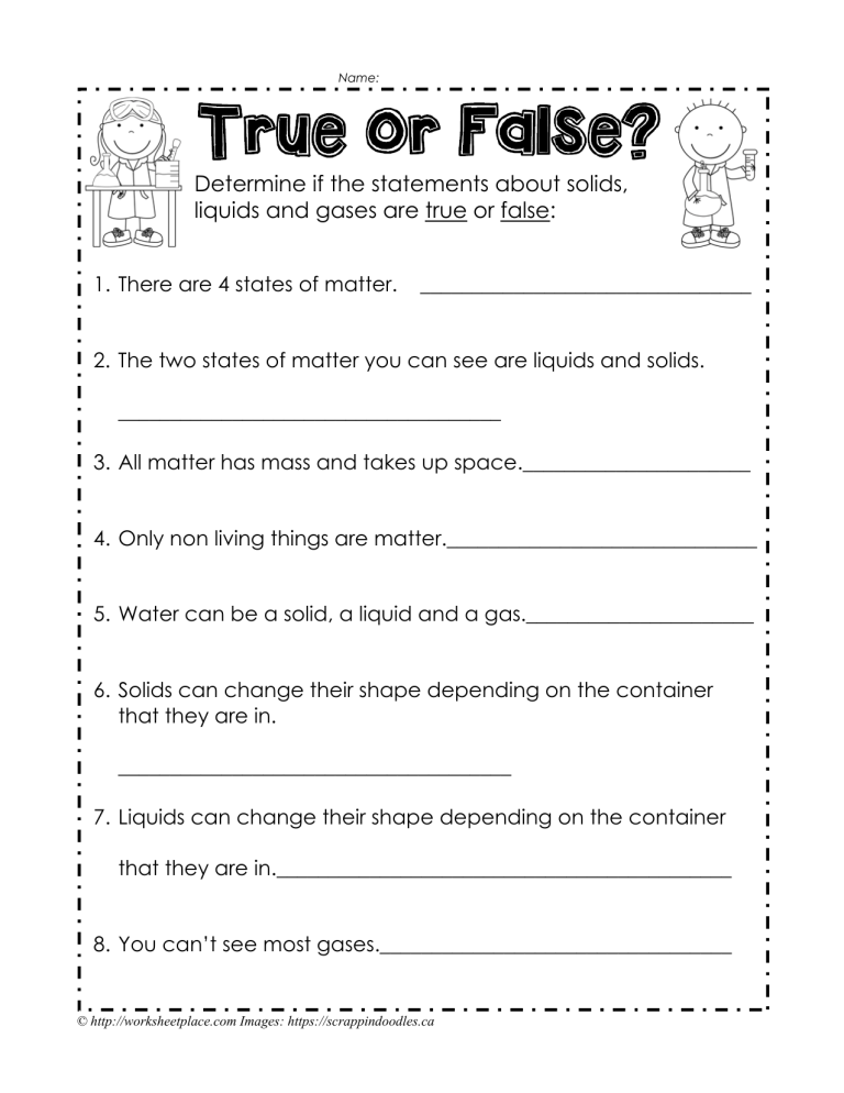 States Of Matter Worksheet 1