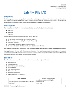 LEGO Set Data File I/O Lab Assignment