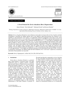 A Novel Protocol for Stevia rebaudiana (Bert.) Regeneration