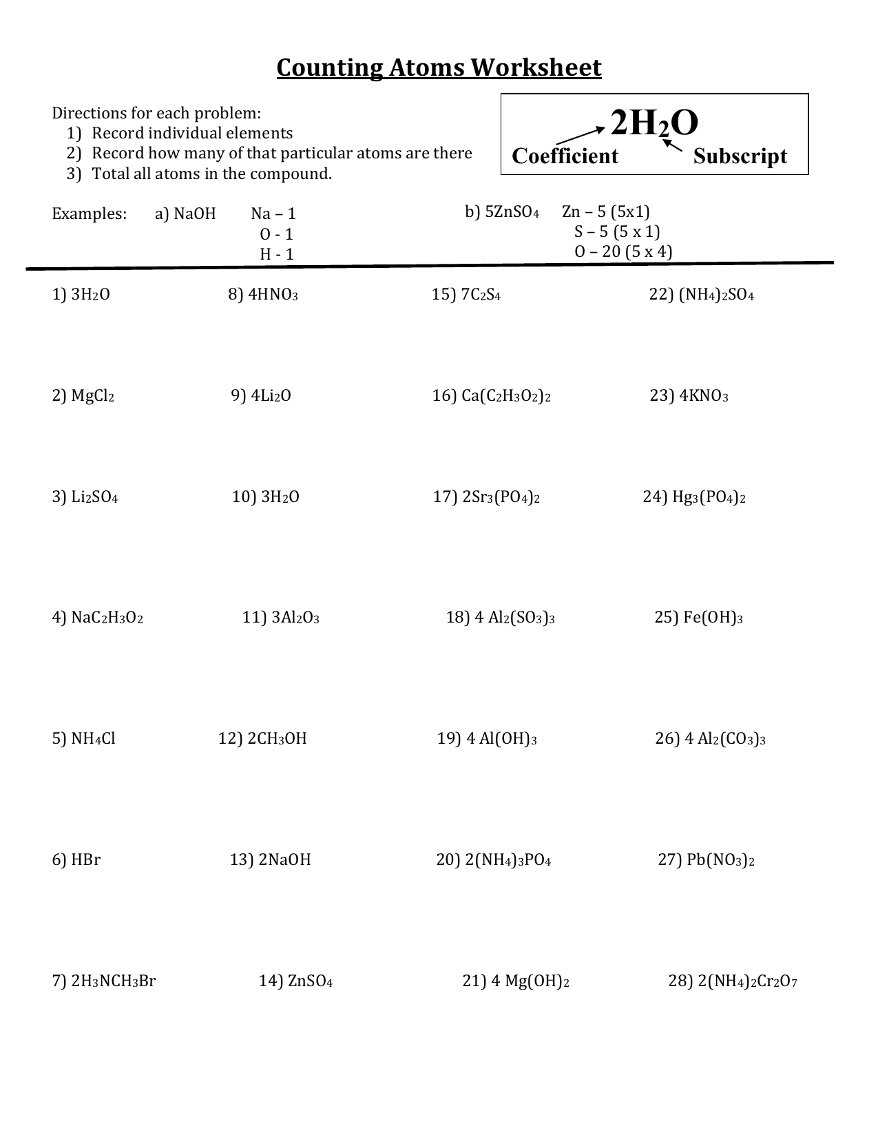 Counting-Atoms wks Intended For Counting Atoms Worksheet Answers
