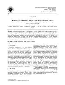Cutaneous Leishmaniasis (CL) in Saudi Arabia: Current Status